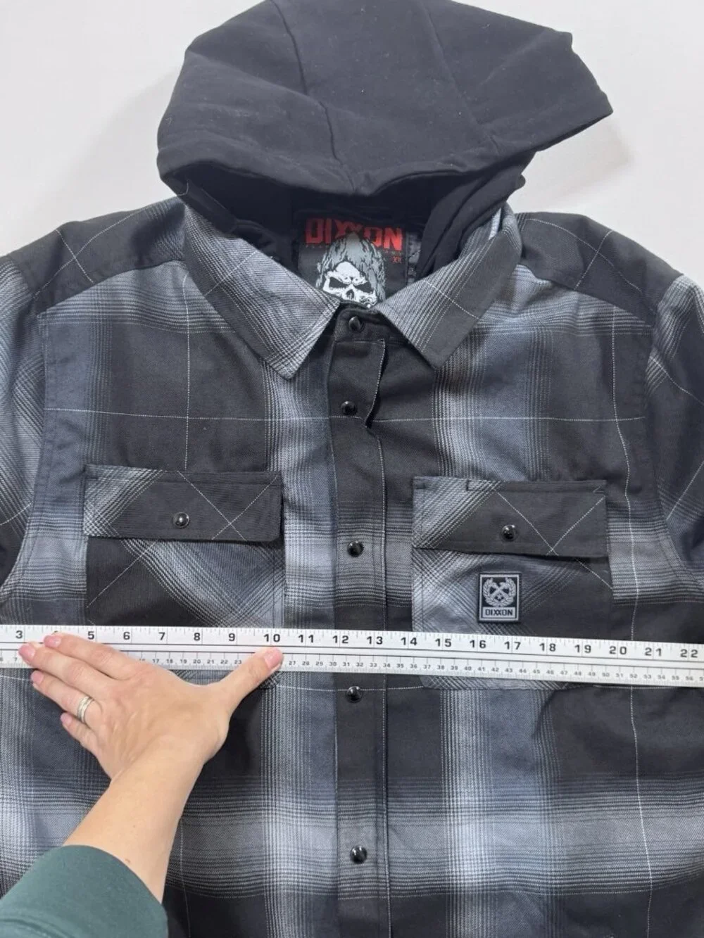 DIXXON Flannel DESTROYER Hooded Flannel Jacket Men's XL Plaid Zip Snap Grunge